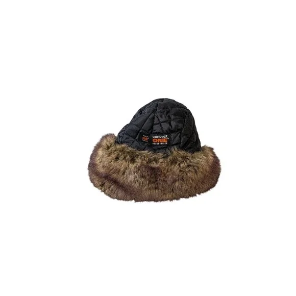 Concept One Accessories Brown Quilted Trapper Hat Faux Fur Aviator Bomber Cap - Picture 6 of 10